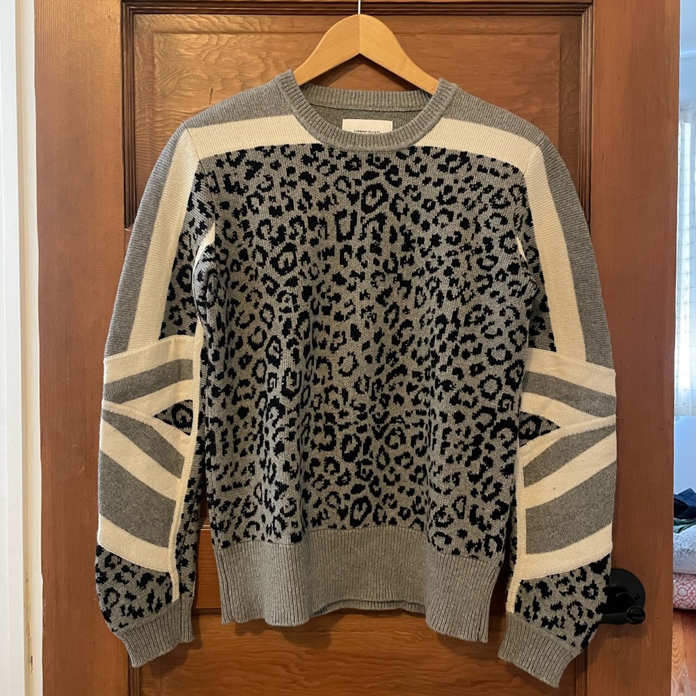 Current/Elliott Duvall Grey Leopard Print Sweater Size 0